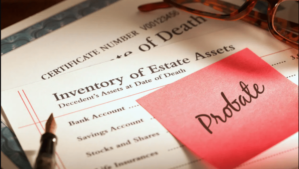 Inventory of estate assets and probate paperwork for a deceased individual in New York